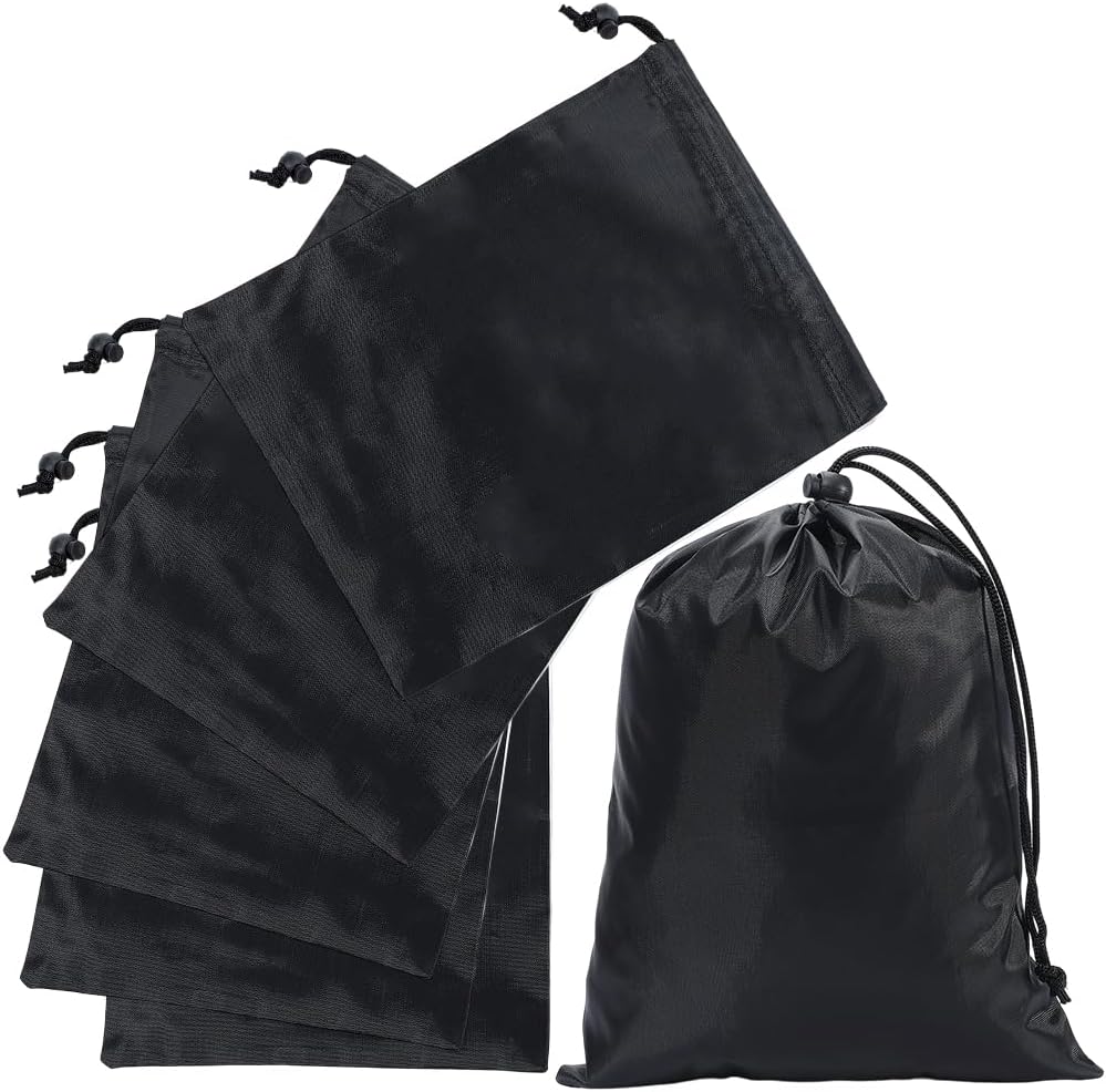 Sac de sport à cordon – unisexe, fermeture zippée, en nylon, format léger, 30 × 20cm, noir