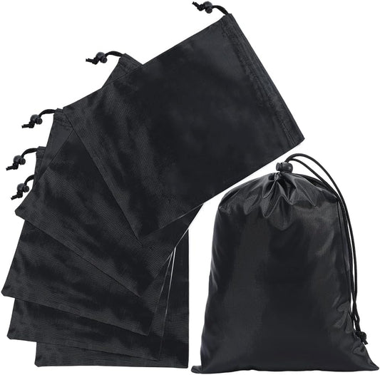 Sac de sport à cordon – unisexe, fermeture zippée, en nylon, format léger, 30 × 20cm, noir