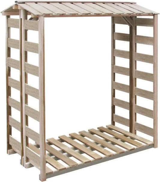 Abri en Bois Traité pour Stockage de Bois de Chauffage, Cabane de Jardin