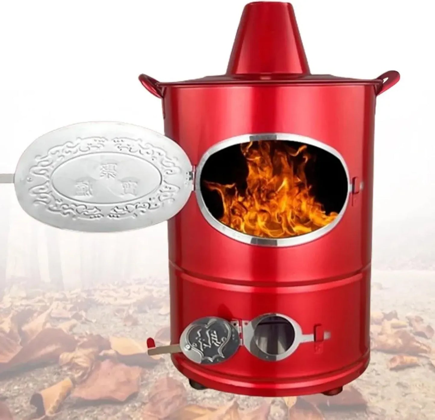 Chauffage de Camping Portable à Bois avec Crochet, Idéal pour Tentes et Extérieur