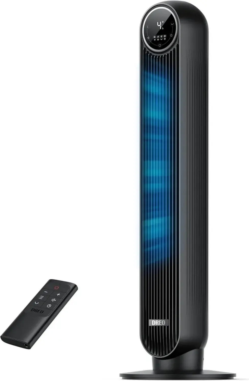 Ventilateur Tour Silencieux DREO 20dB, Oscillation 90°, Télécommande, Noir, 92 cm - 4 Vitesses, 4 Modes, Minuterie 8H