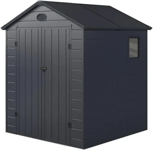 Abri de Jardin en Résine Anthracite 3,65m² avec Double Porte, Fenêtre et Ventilation