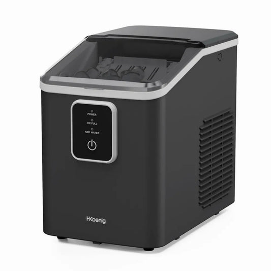 H.Koenig Machine à Glaçons Compacte 12kg/24h, 2 Tailles, Silencieuse, Portable, Glaçons Rapides en 6 min, Pelle Incluse
