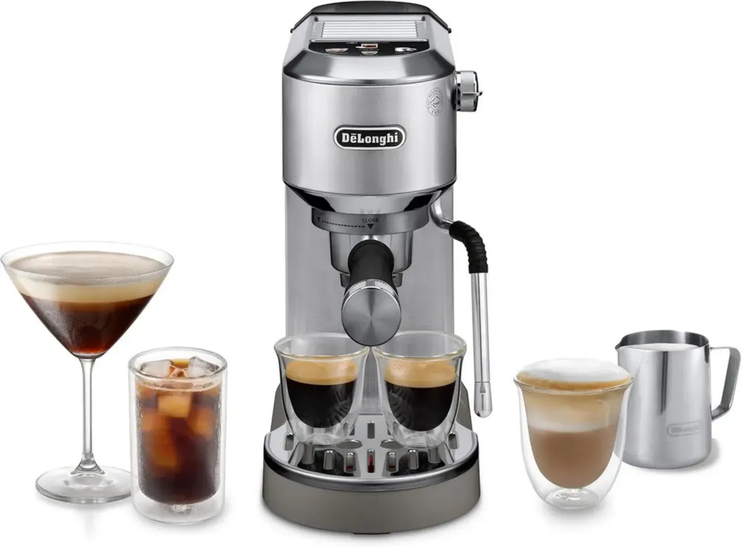 Machine à Café De'Longhi Dedica EC890.M, Espresso Manuelle avec Infusion Froide et Tige LatteArt, Pompe Barista, Écran Tactile, 15 cm Large
