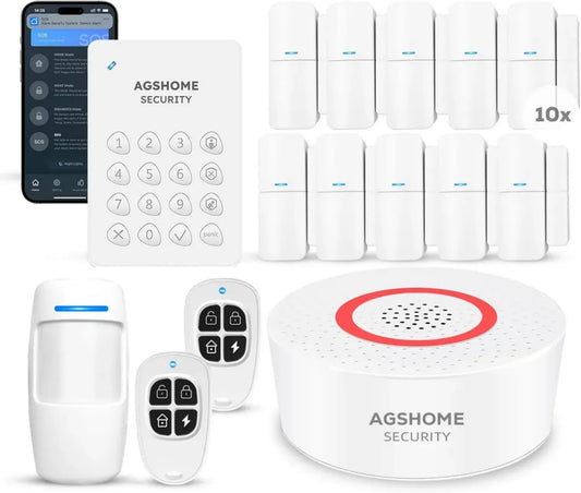 Système d'Alarme Maison WiFi 15 pièces avec Sirène 120dB, Compatible Alexa et Google