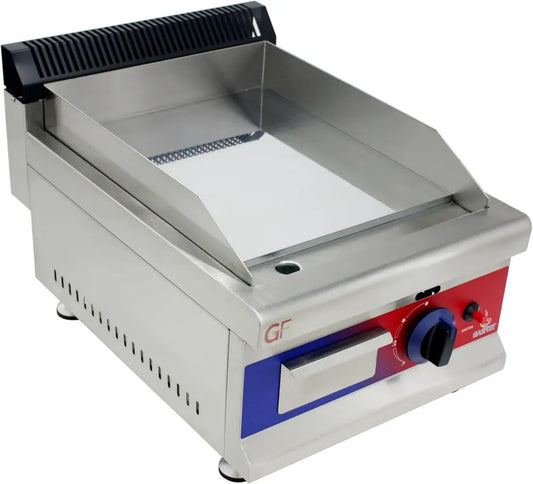 Gril professionnel en acier inoxydable, options gaz ou électrique, allumage piézoélectrique, tiroir à graisse, diverses dimensions